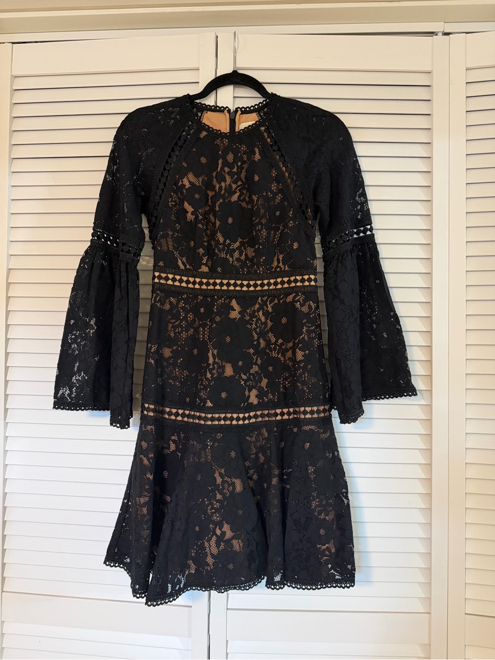 MICHAEL Michael Kors Black Lace Bell Sleeve Mini Dress